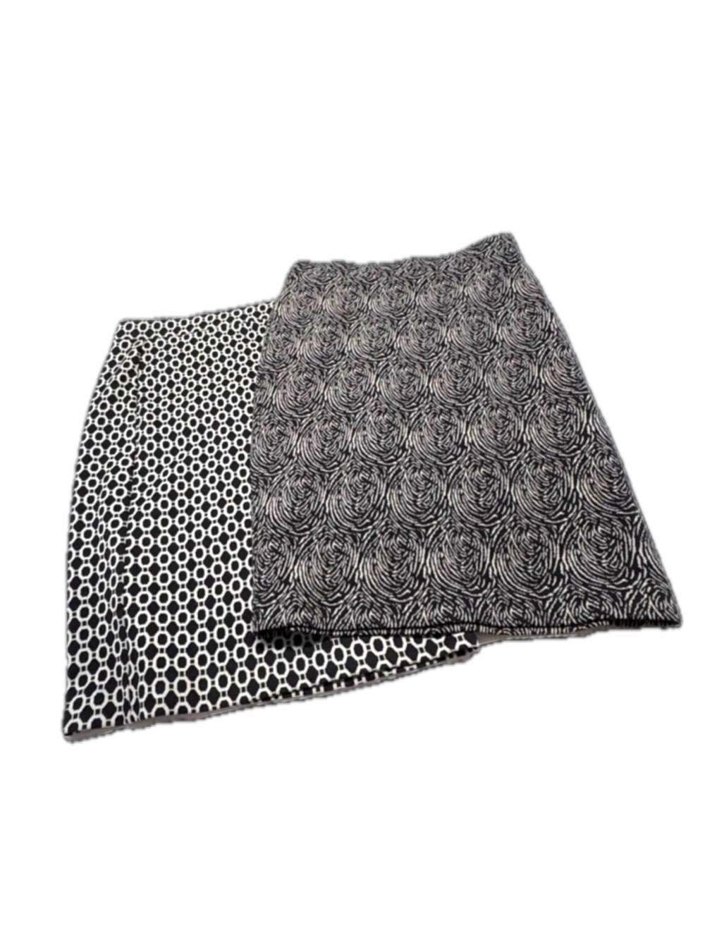 Lyse Spenard Textured Travel Knit Skirt Bundle Set of 2 Black White Geometric S